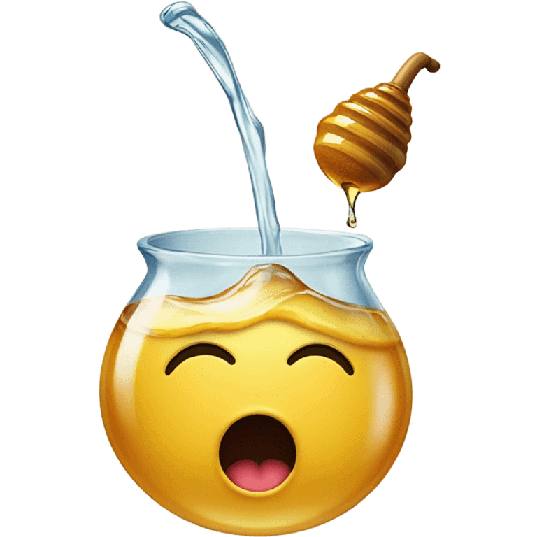 Emoji face slurping honey with two big drops at the end emoji