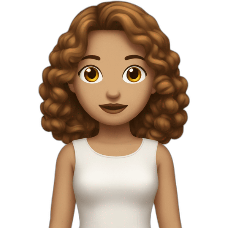 fille-marron-cheveux mi long emoji