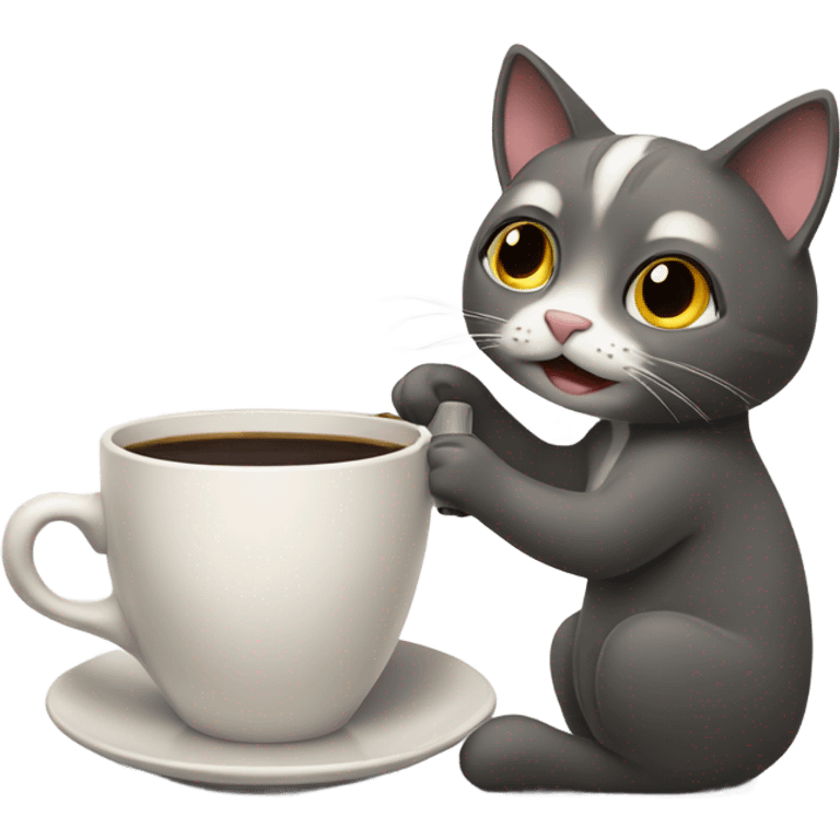 Cat drinking coffee emoji