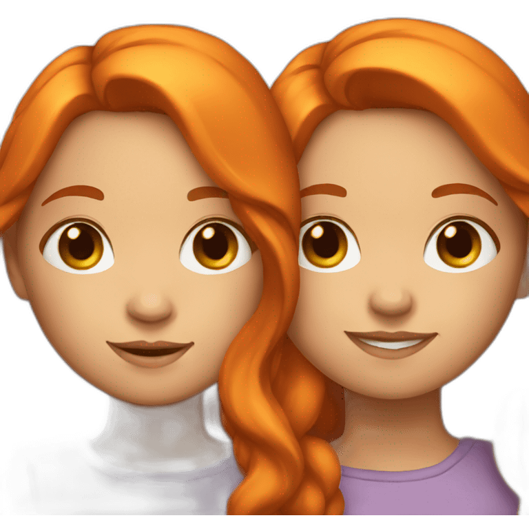 two young girls, first with brown hair and second orange hair emoji