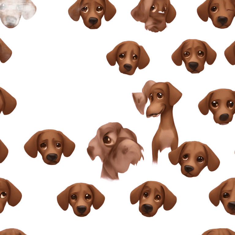 girl in a pink shirt with brown eyes with her brown hound dog emoji