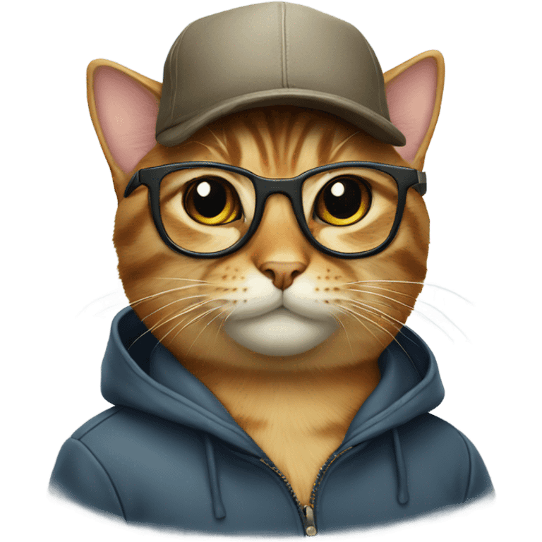 cat with a glasses and cap emoji