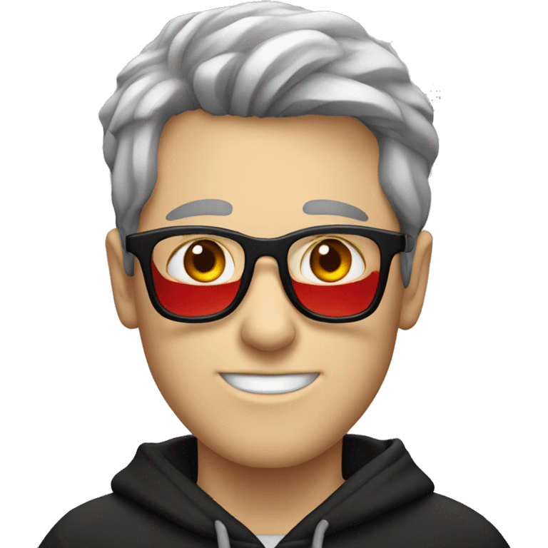 White guy with black and  with red glass and black hoodie emoji