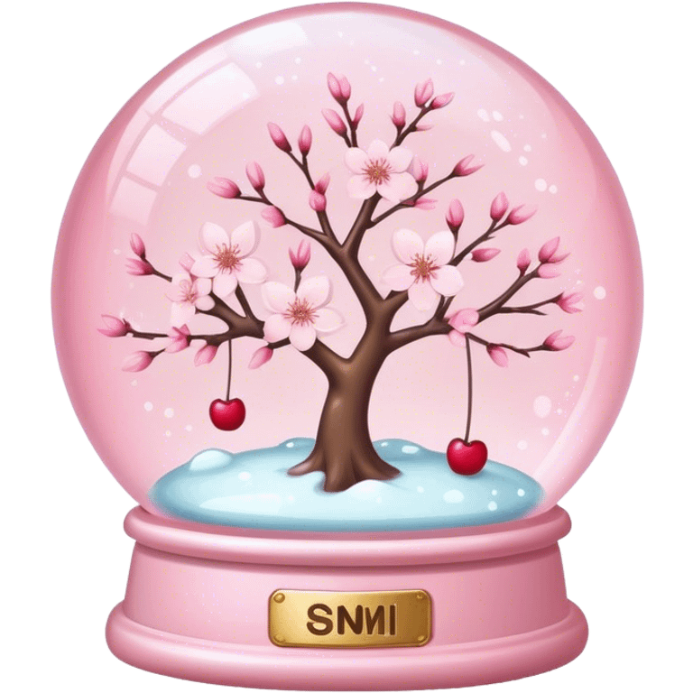 Pastel pink snow globe，Cherry blossom，flash emoji