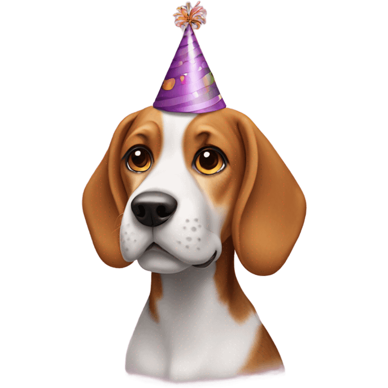 Beagle with birthday hat emoji