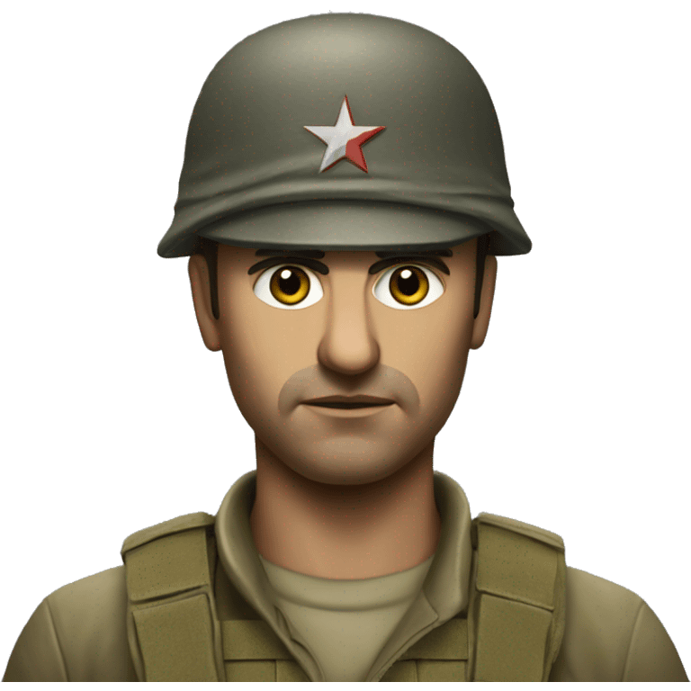 Photorealistic A serious Serbian resistance soldier emoji