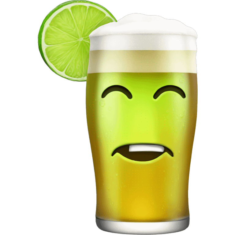 Beer with a lime emoji