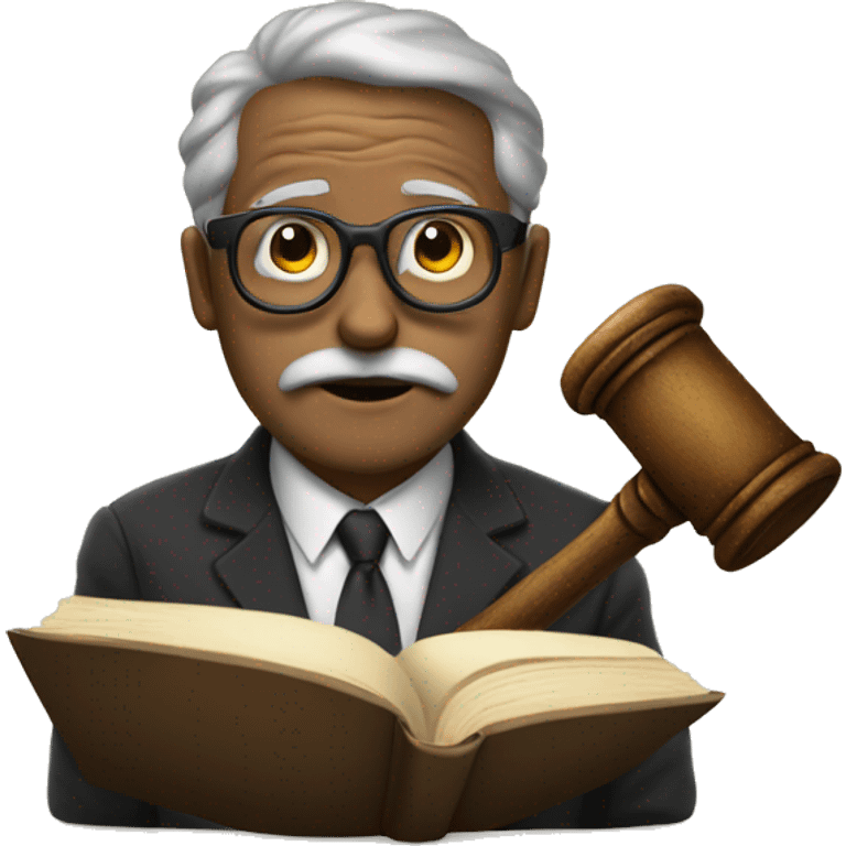 Boring male, glasses, old, with a book, judges hammer emoji