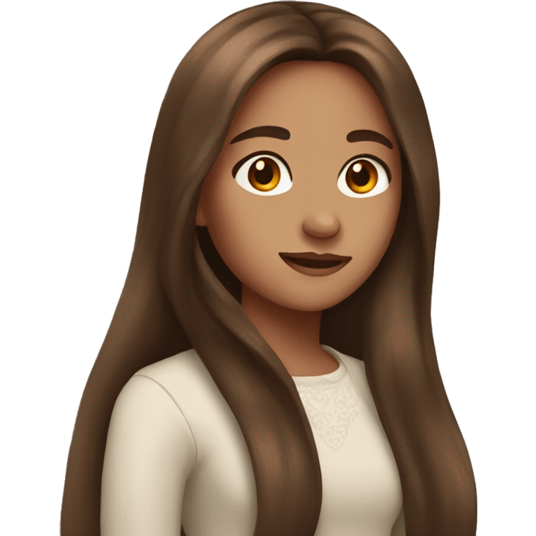 Girl with long brown hair and brown eyws emoji