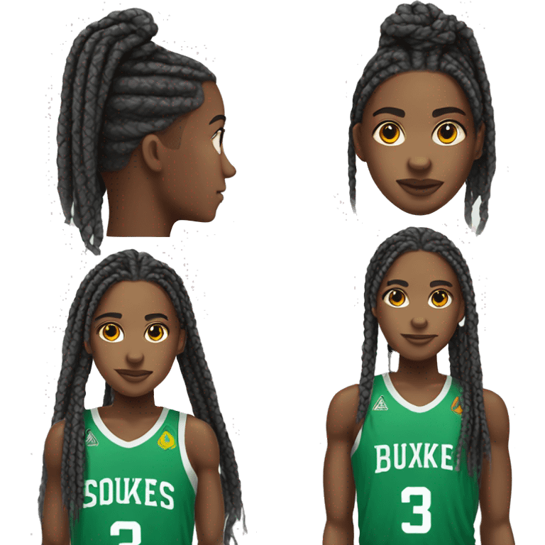 African basketball player with box braids  emoji