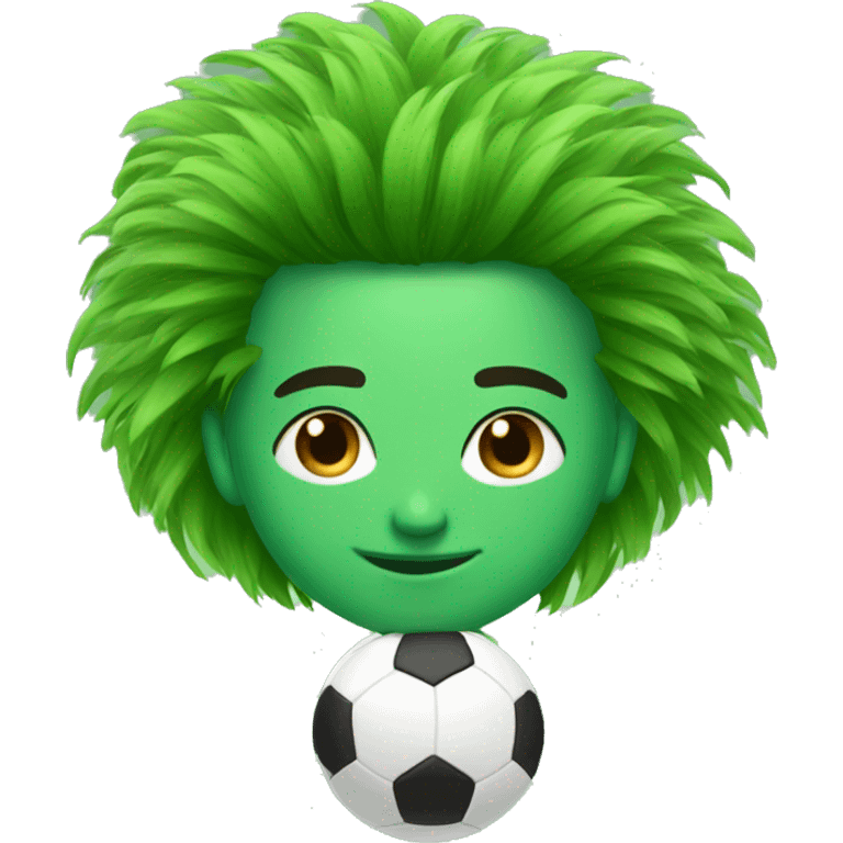 soccer player green grass hair emoji