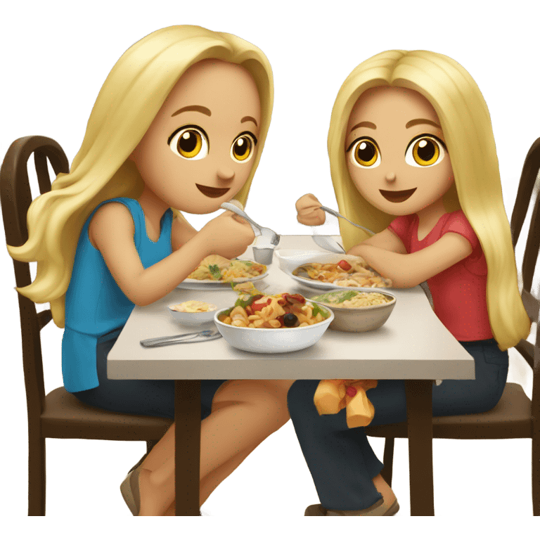  Blonde long hair girl eating big meal  emoji