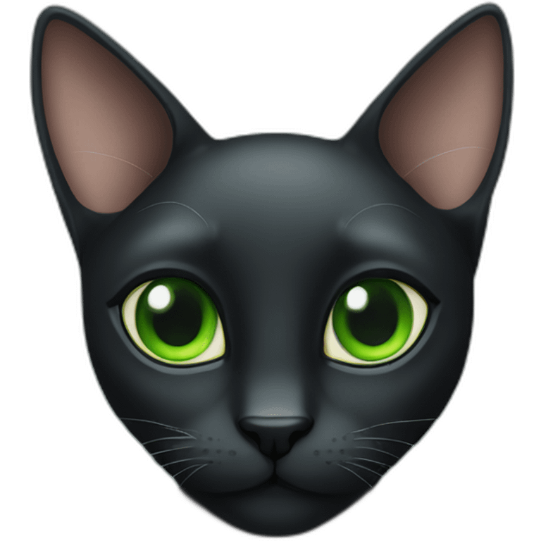 Black cat green eyes long ears emoji