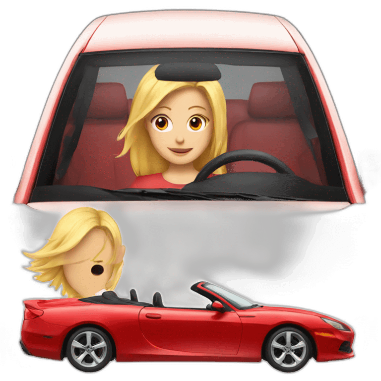 Red car driven by a blonde girl emoji