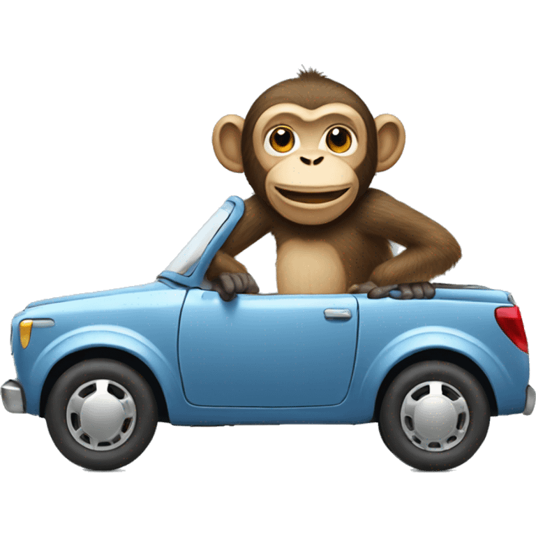 Monkey with car emoji