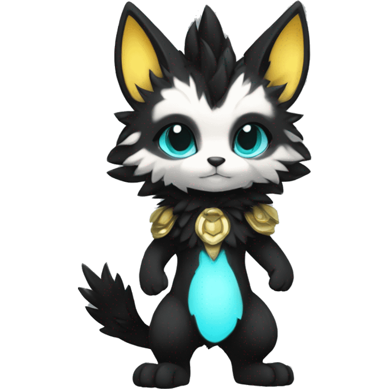 Anthro-Edgy-Cool-Black-Contrast-Colors-Fantasy-Fur-Sona-Chibi-Shiny-Fakémon-Hybrid full body emoji