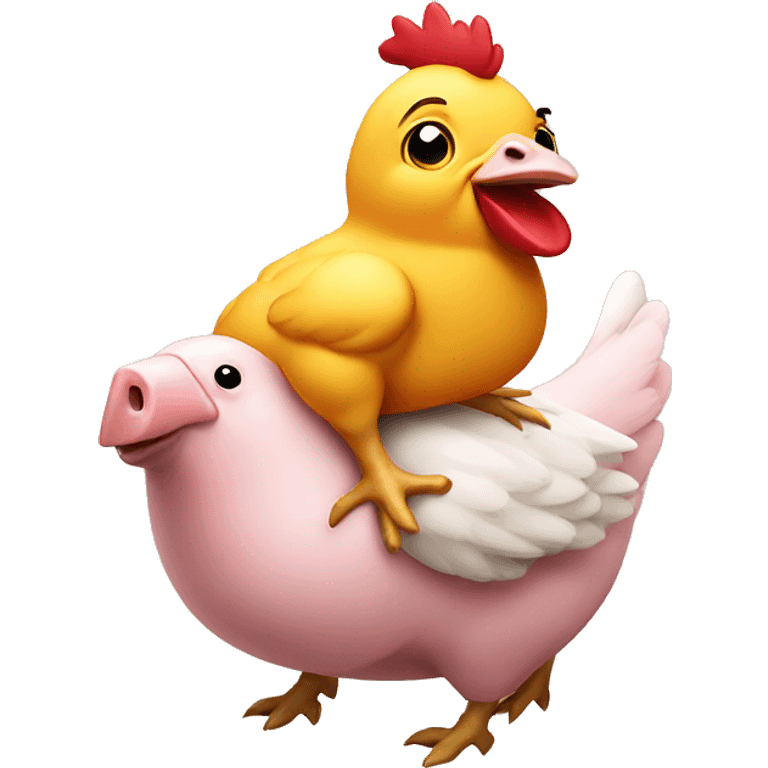 piggy riding a chicken emoji