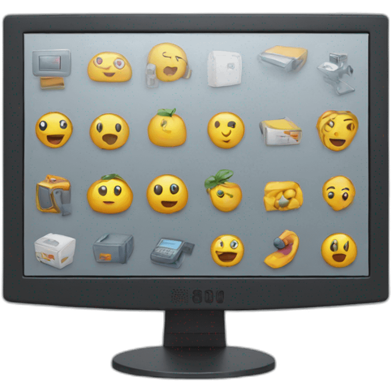 monitor screen with 3d graphics emoji