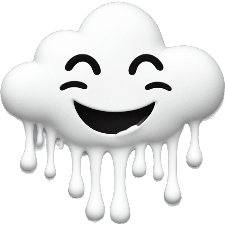 White paint dripping from a smiling cloud emoji