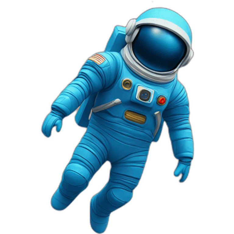 blue spaceman in a blue suit flying straight up into space emoji