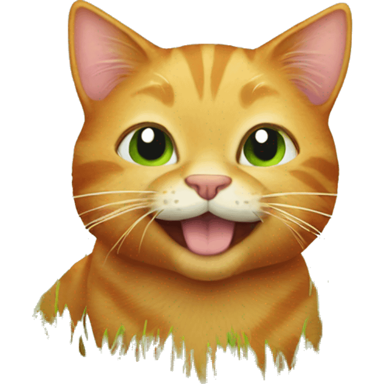 Ginger cat eating grass emoji