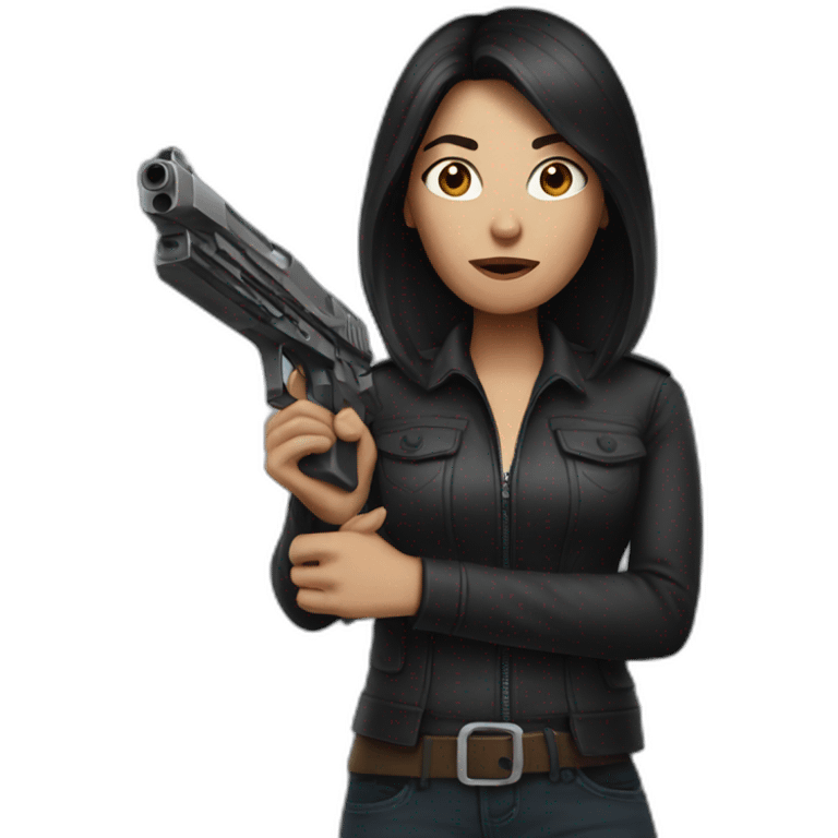 dark haired woman with gun emoji