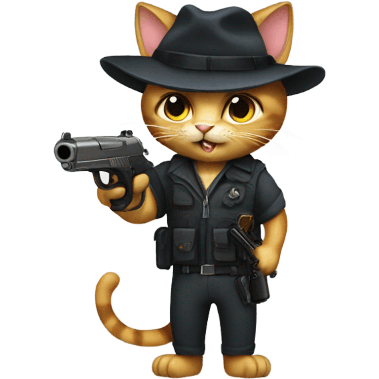 Cat with a gun emoji