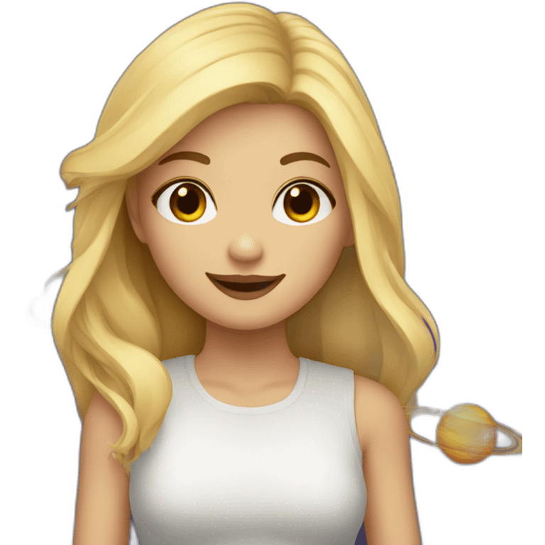 A blonde girl with planets around her emoji