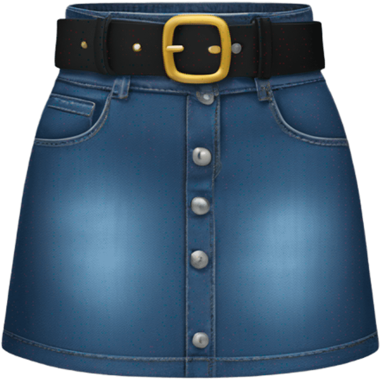 Denim mini skirt with black belt emoji