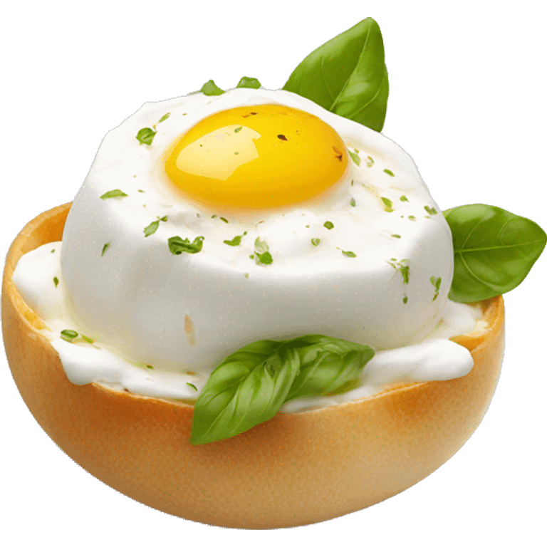 burrata con un taglio emoji