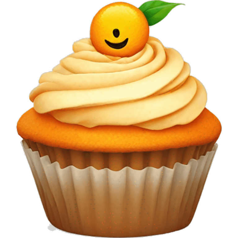 Orange cupcake with a happy face  emoji