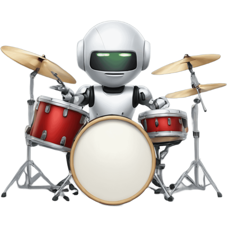 cute robot plays the drum set emoji