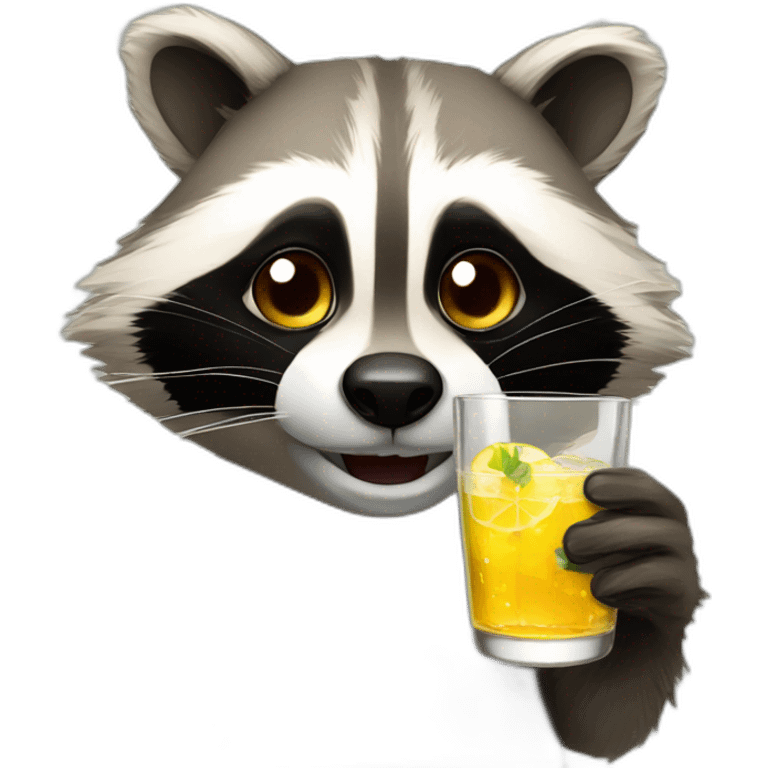 Racoon with gin glass emoji