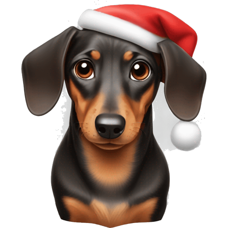 Dachshund with Christmas hat emoji