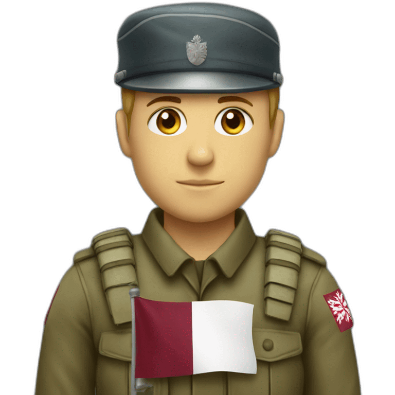 a soldier holding a Latvian flag emoji