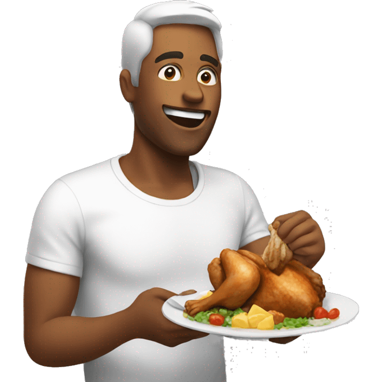 man eating chicken emoji