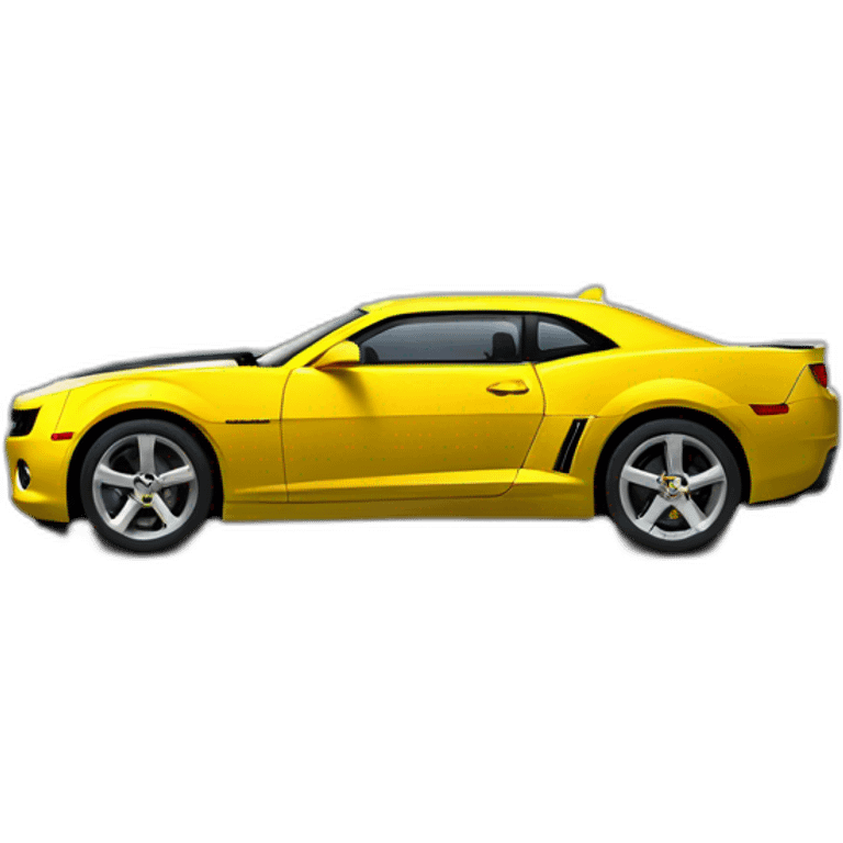 Yellow 2010 Chevrolet Camaro with wheels spinning emoji