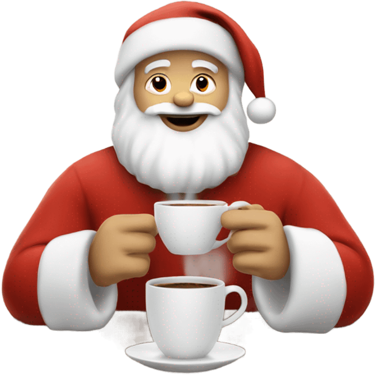 White Santa clause enjoying a cup of coffee  emoji