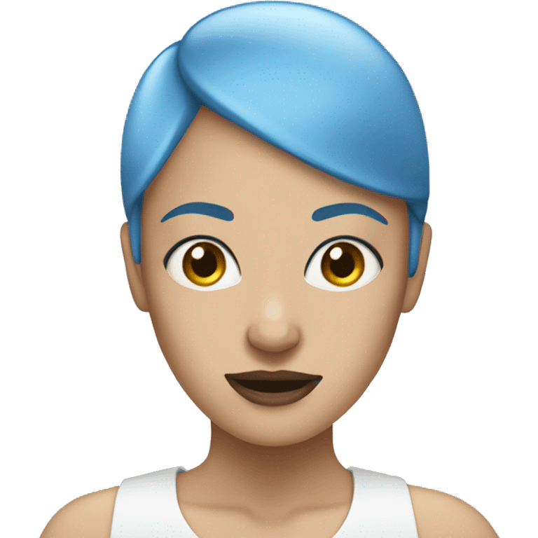 a bald woman with blue skin emoji