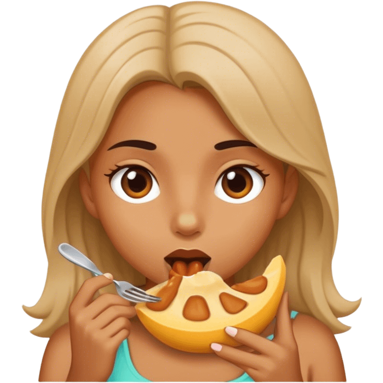 girl eating  emoji