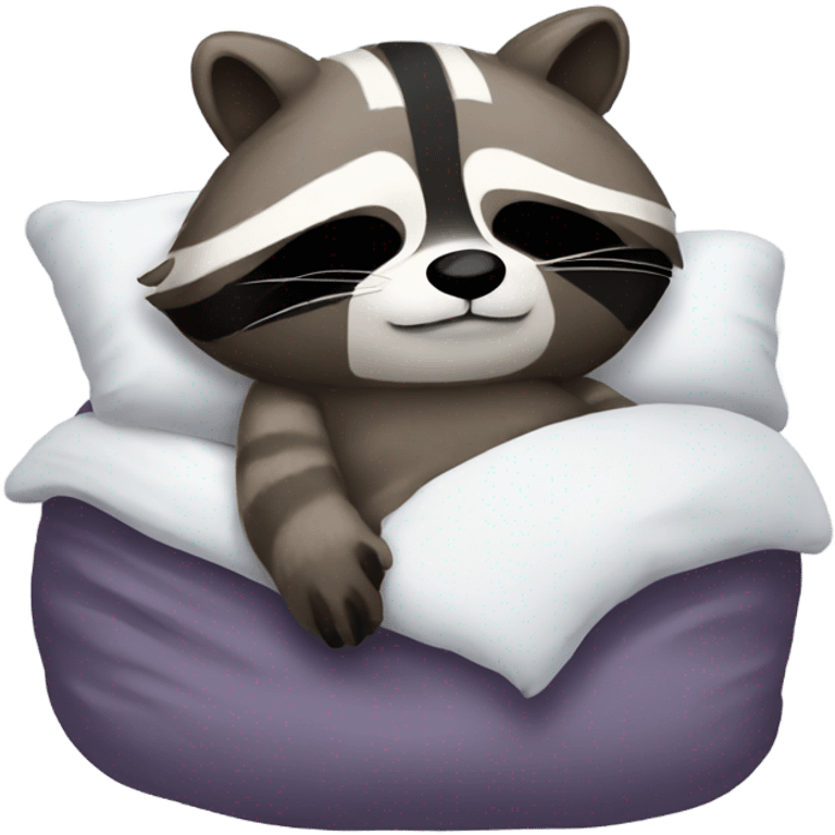 raccoon cozy in bed emoji