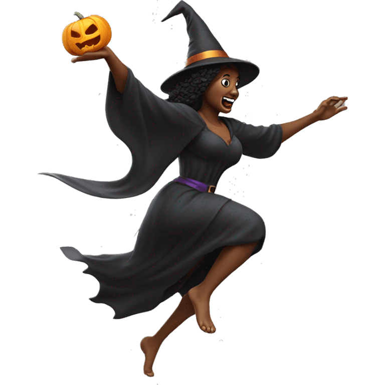 halloween goddess witch sprinting, with a large stride and arms outstretched emoji