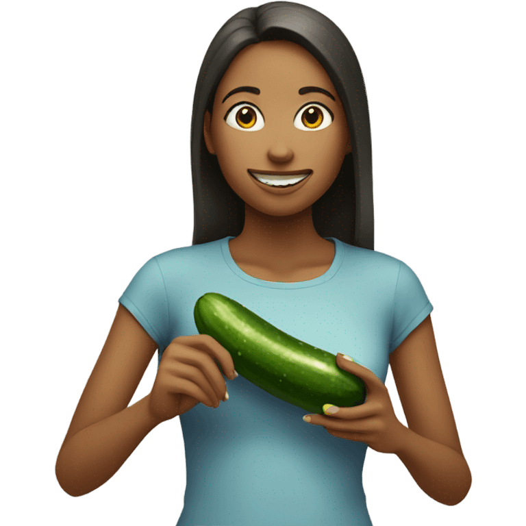 Girl eating cucumber emoji