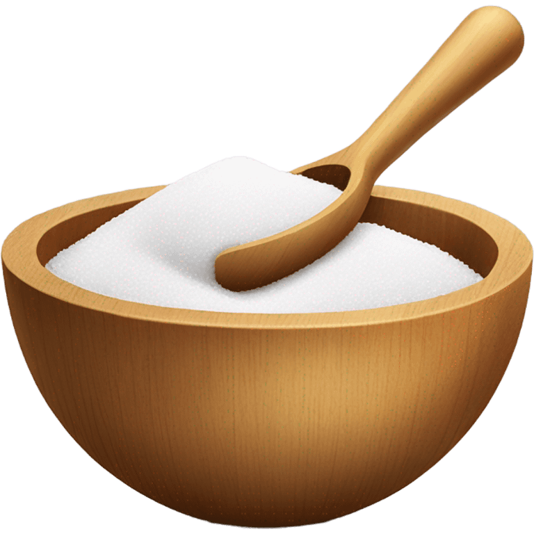 Sugar in wooden bowls being scooped by wooden measuring spoon emoji