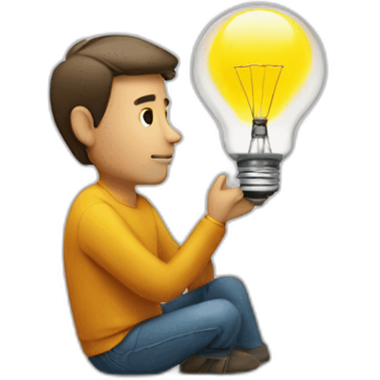 man thinking with bulb emoji