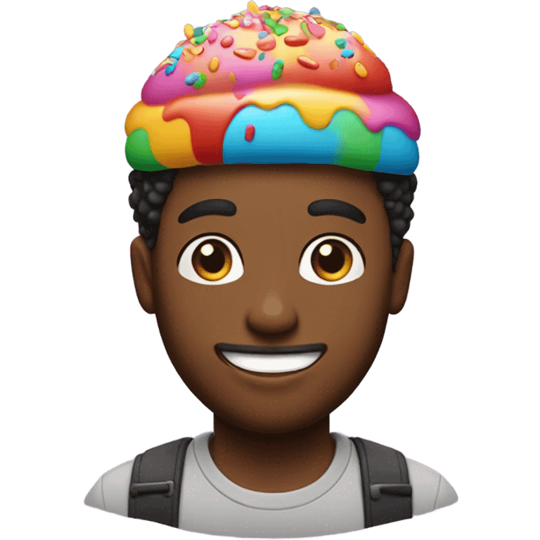 short hair guy w a hat enjoying a sprinkles cupcake emoji