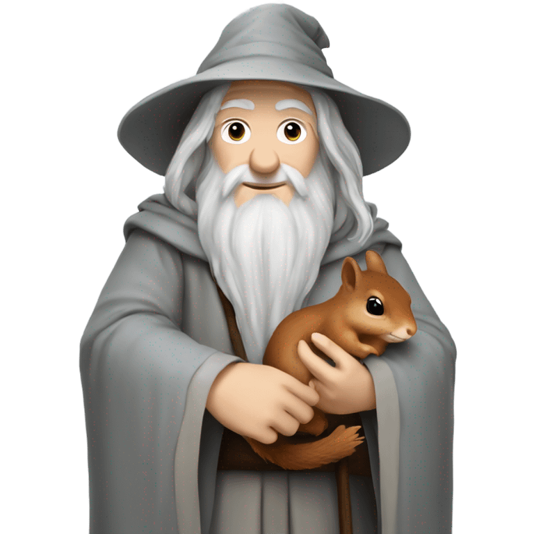 gandalf holding hand of a cute squirrel emoji