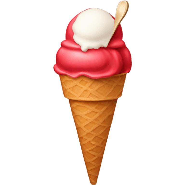 Red ice cream with spoon in a cup emoji