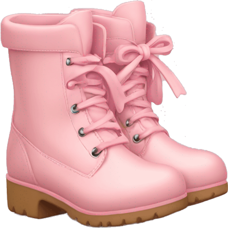 Pastel pink boots with bows  emoji