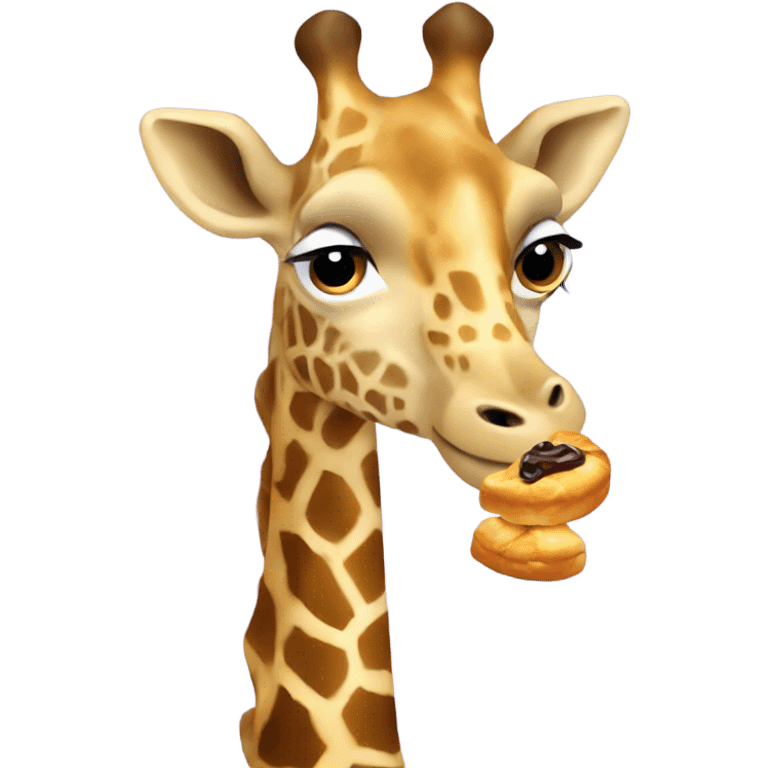 Giraffe eating a croissant  emoji